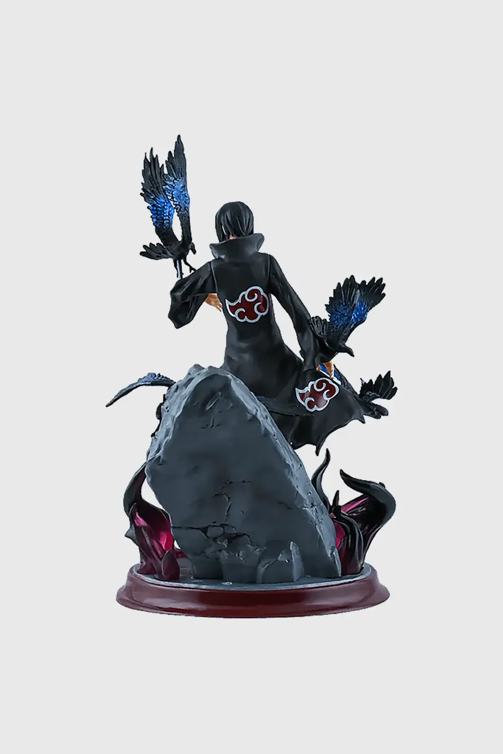 Itachi Uchiha Crow Illusion 29 cm collectible statue featuring dynamic crow effect and detailed Akatsuki robe.