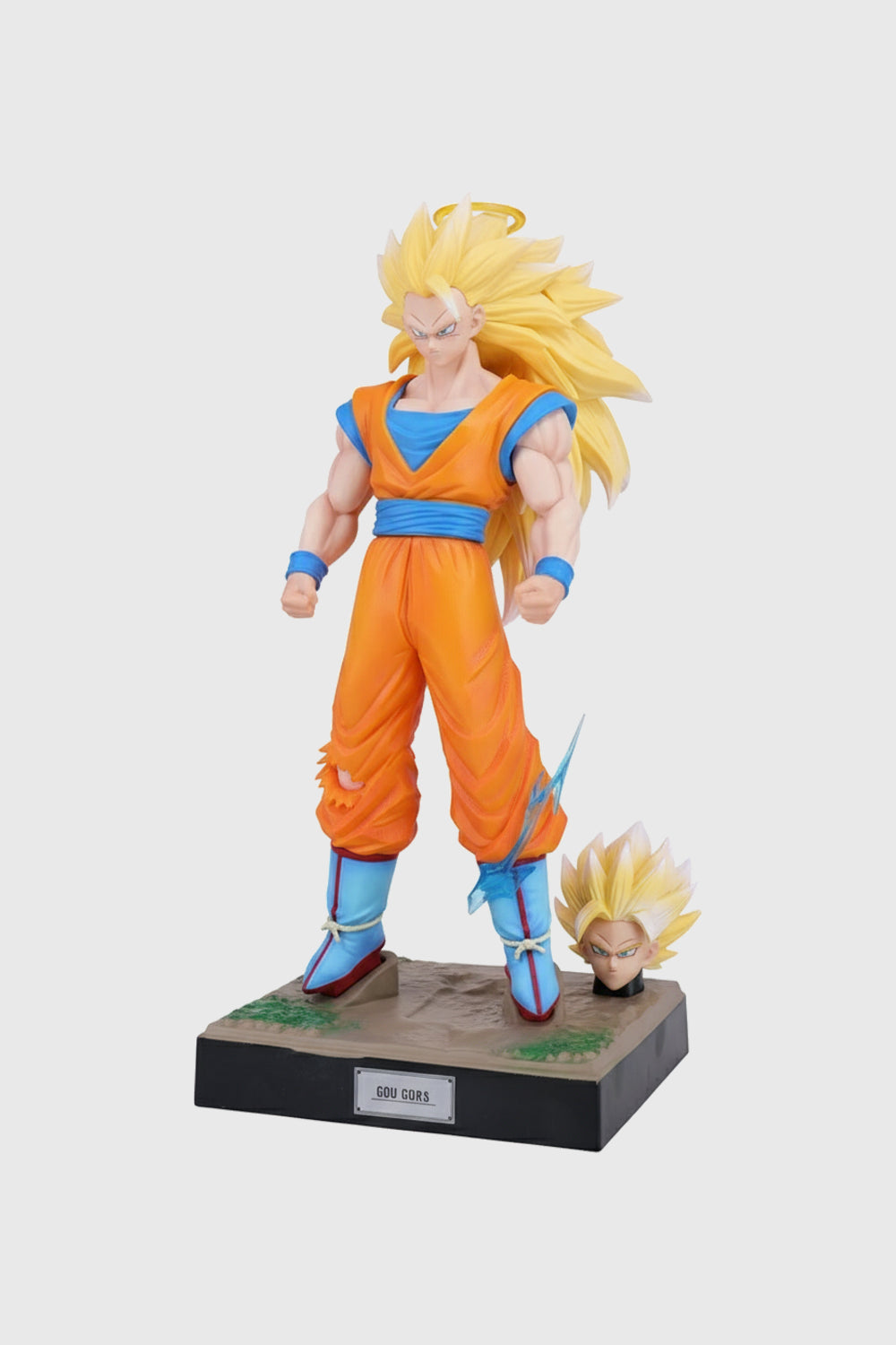 DBZ Goku SSJ3 collectible statue with interchangeable head sculpt