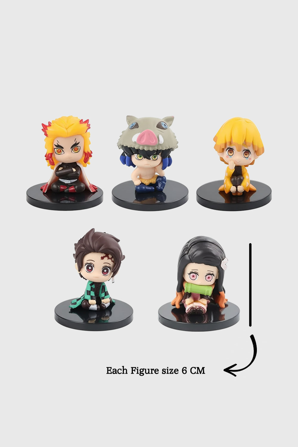Kyojuro Rengoku Inosuke Zenitsu Tanjiro Nezuko mini figurines 6 cm