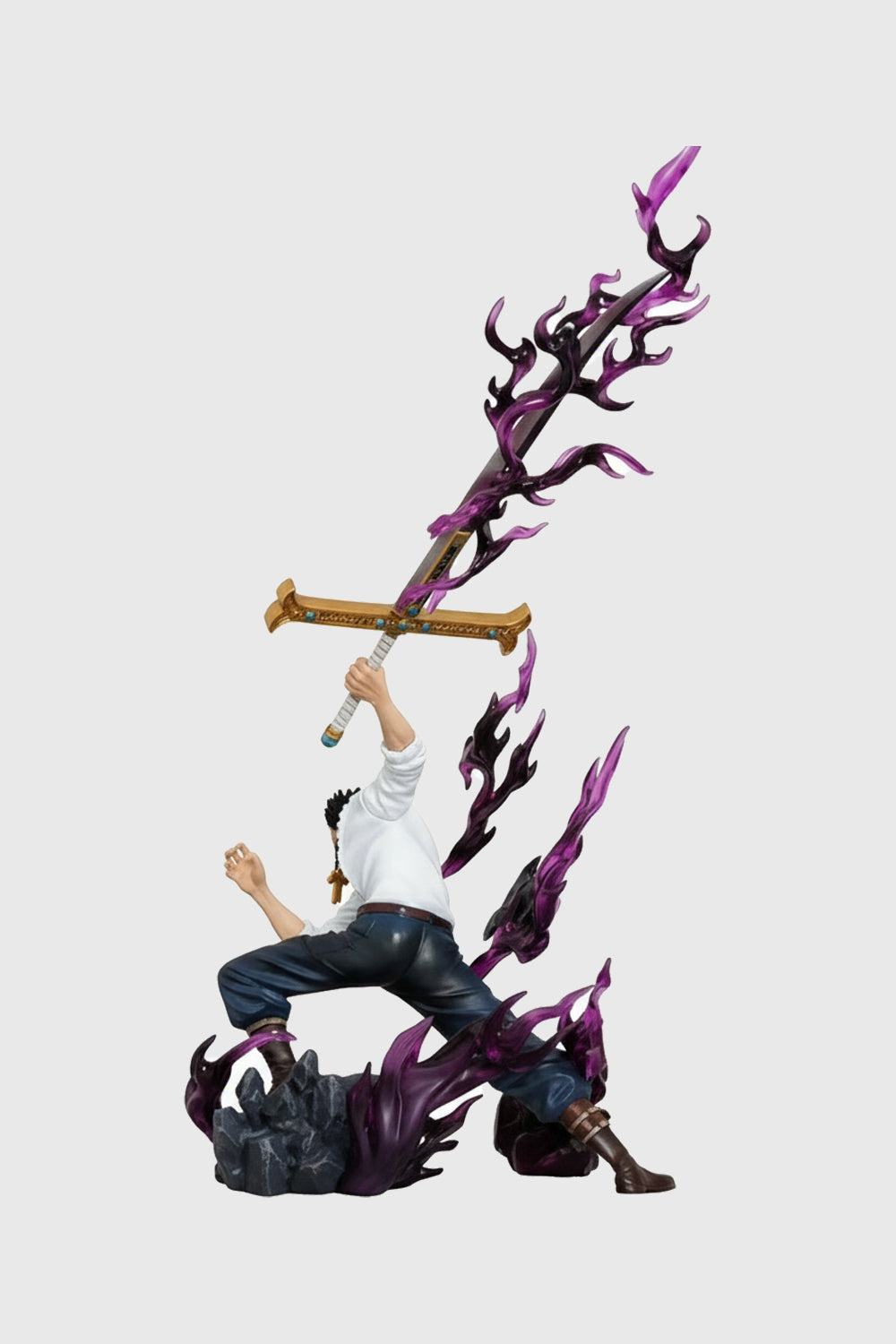 “Dracule Mihawk collectible figure displayed on shelf”