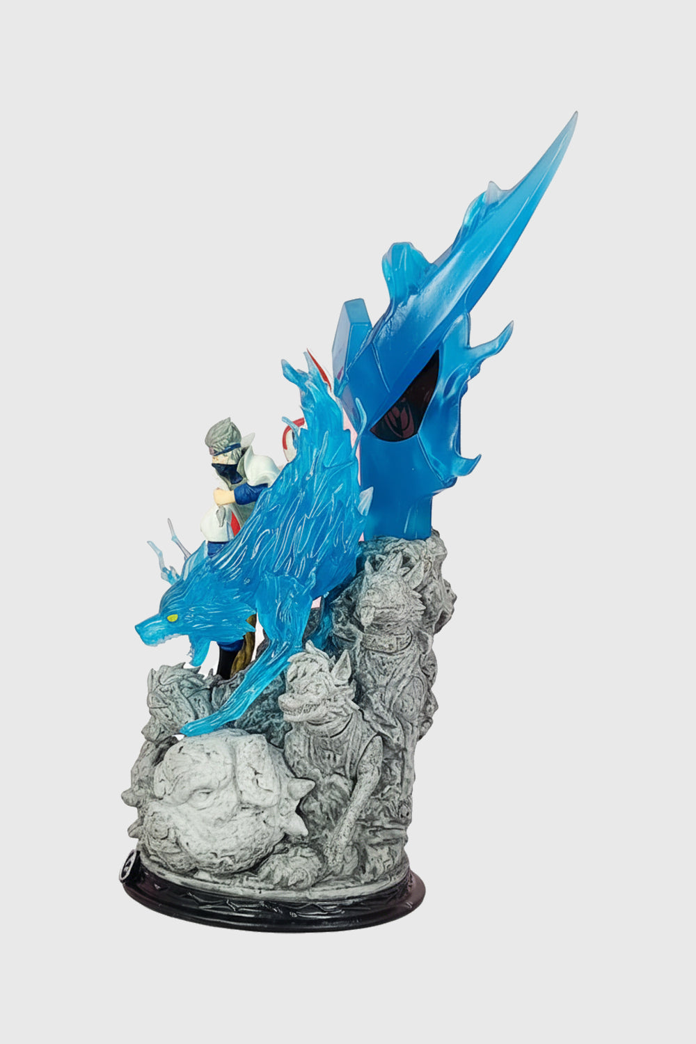 Side profile of Kakashi Susanoo statue with chakra effect