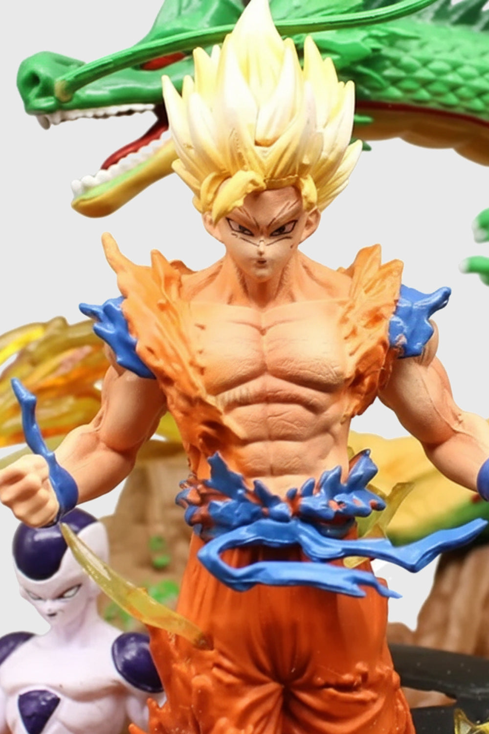 DBZ Son Goku anime statue featuring battles with Cell, Shenron, and Buu