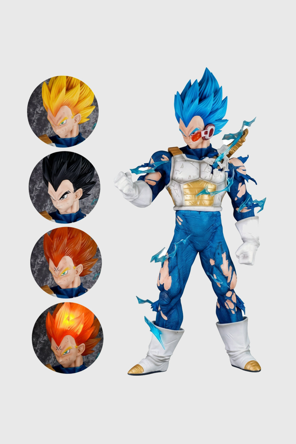 Vegeta DBZ collectible statue featuring four interchangeable faces