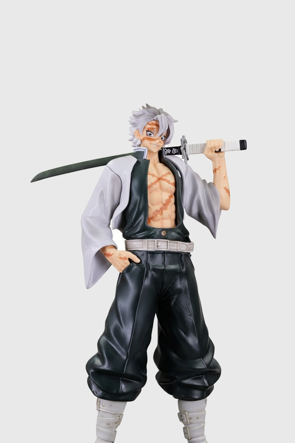 Back view of 30 cm white-haired swordsman collectible